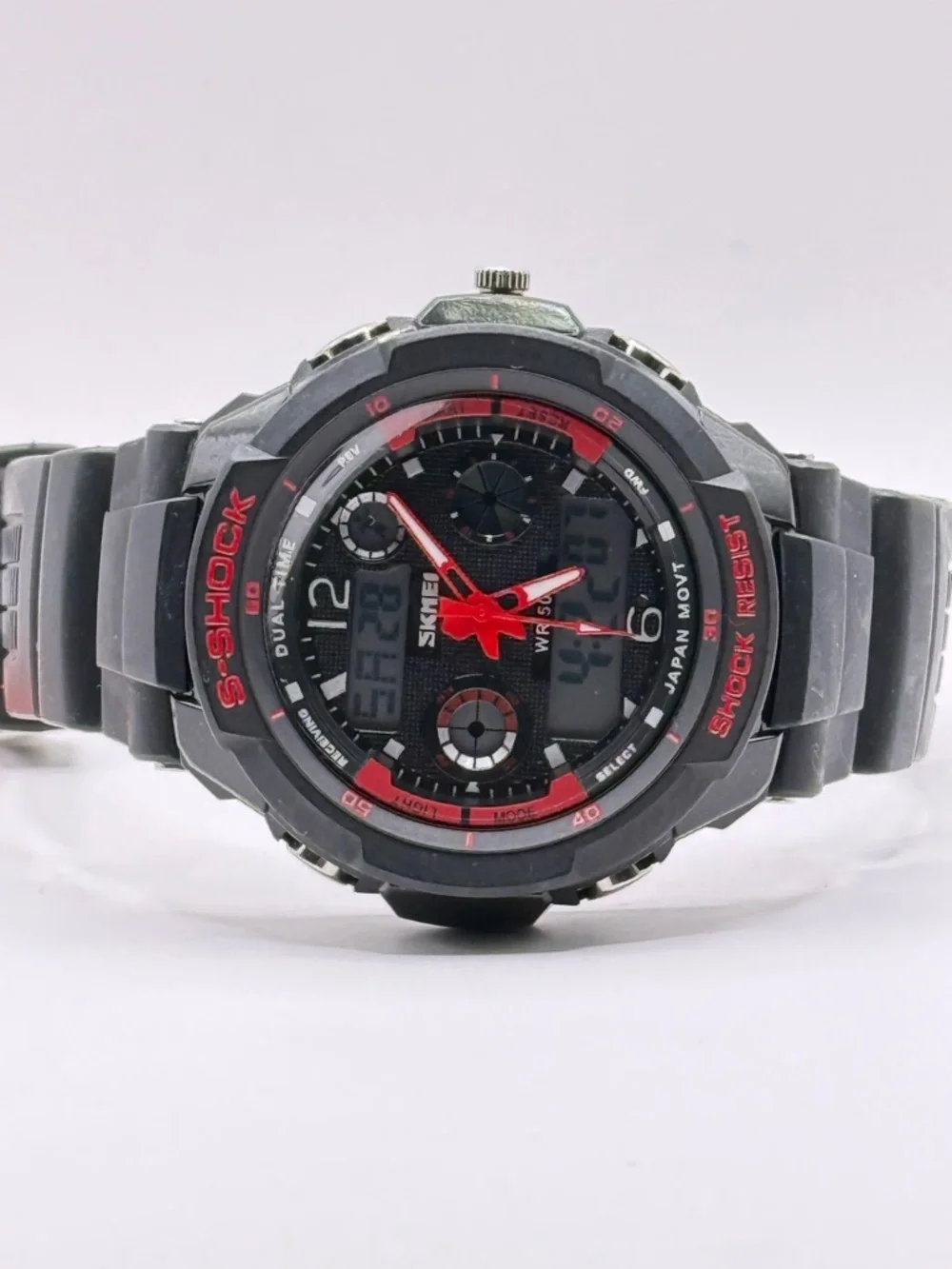 SKMEI S-Shock Men's Sports Quartz Digital Watch Alarm  Red & Black Dial 45mm - Picture 10 of 10